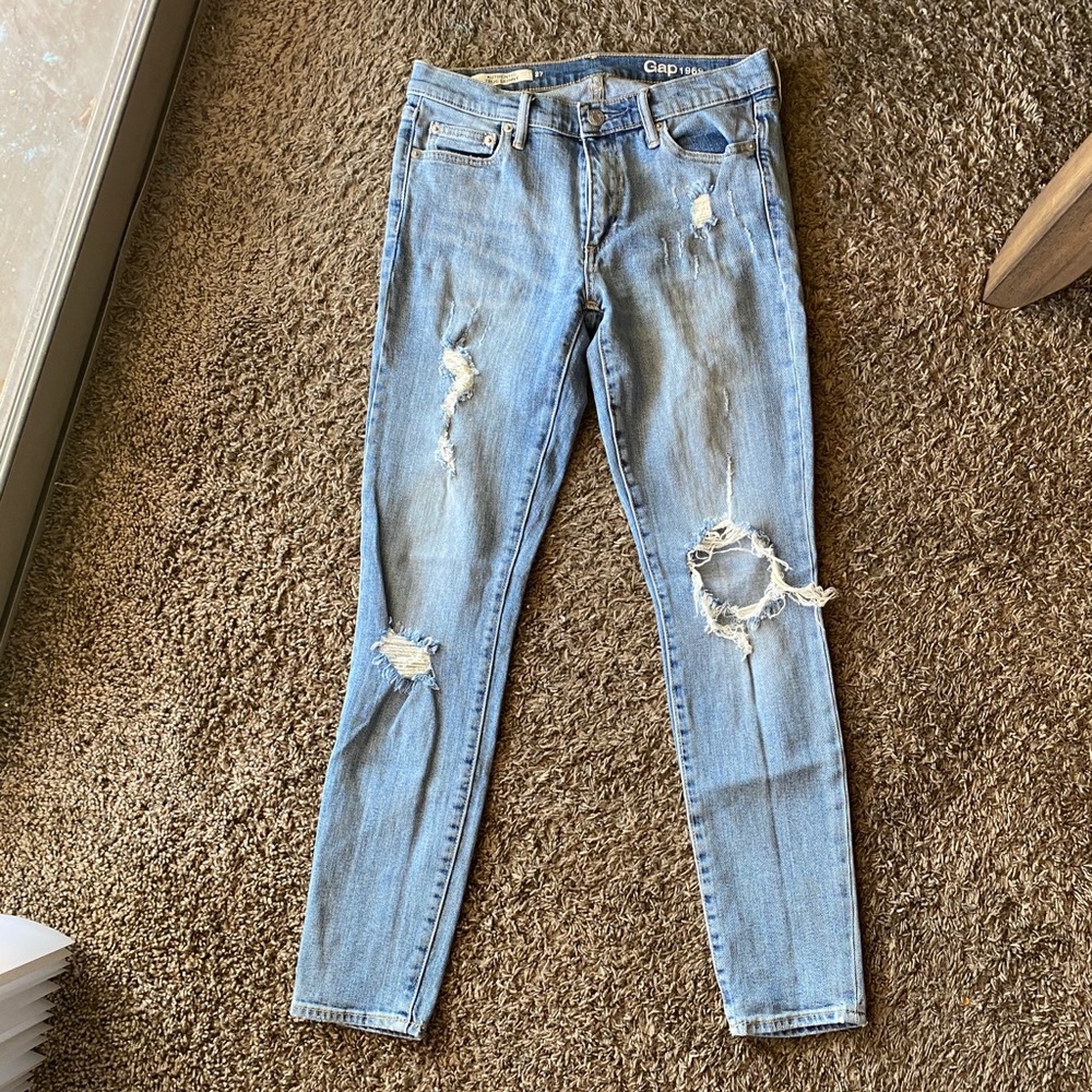 Gap Authetic True Skinny Light Indigo distressed